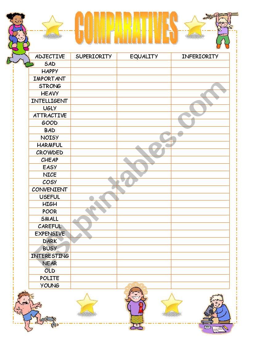 Comparatives worksheet