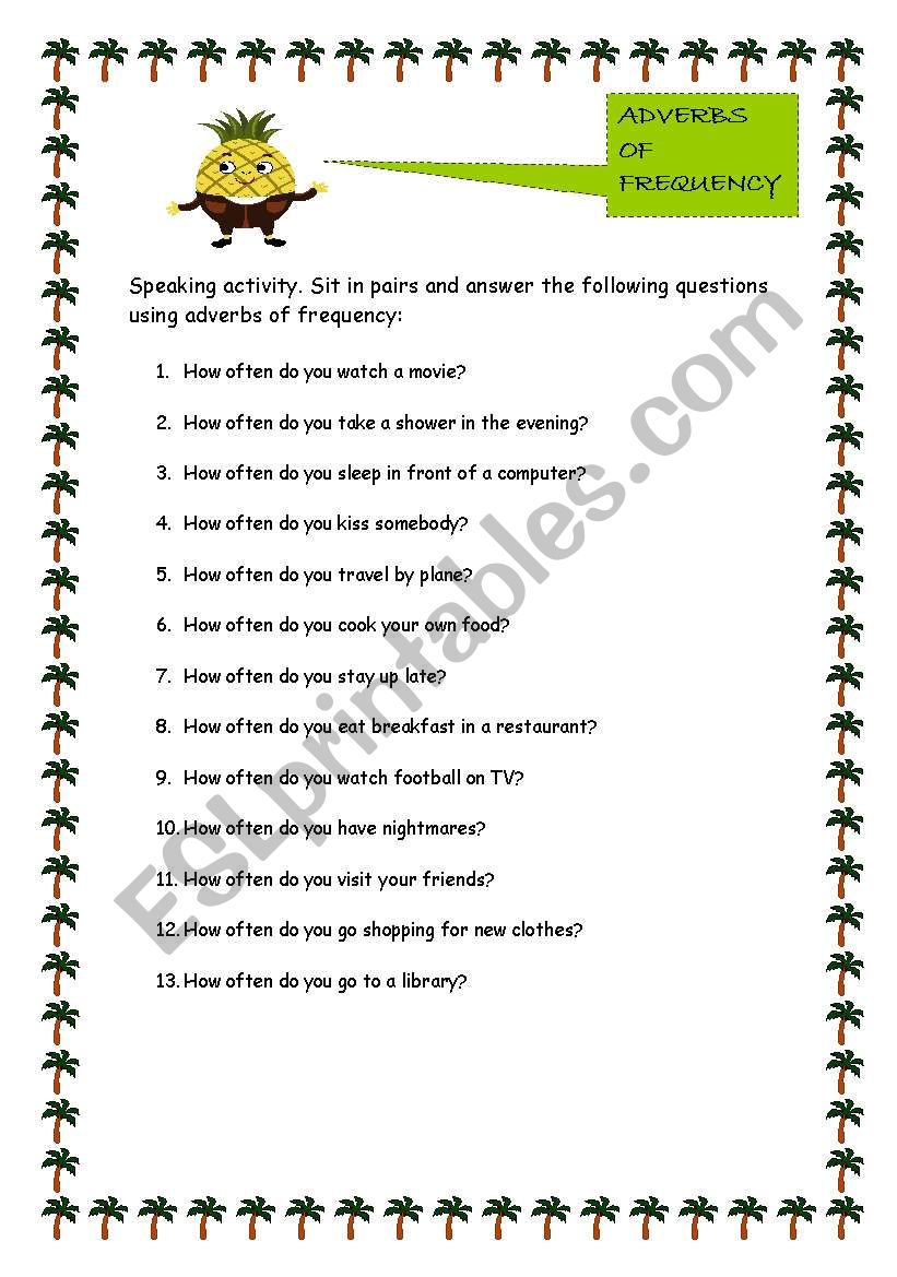 ADVERBS OF FREQUENCY worksheet