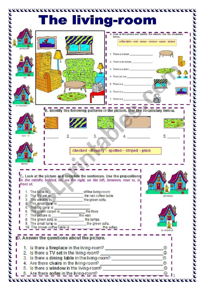 The living-room (04.07.09) worksheet