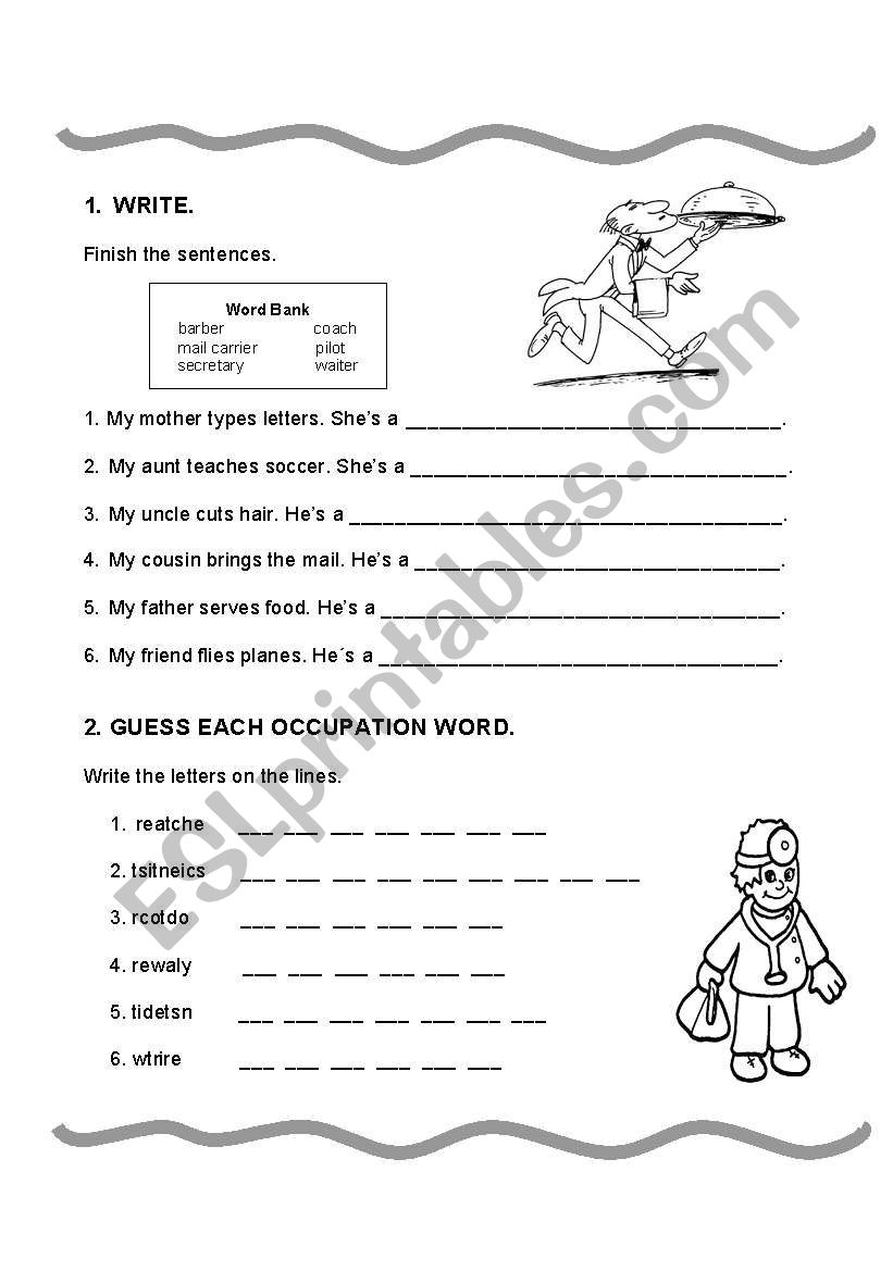 Occupations worksheet