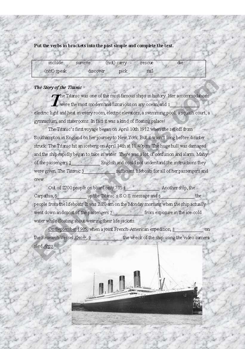 Titanic and simple past worksheet