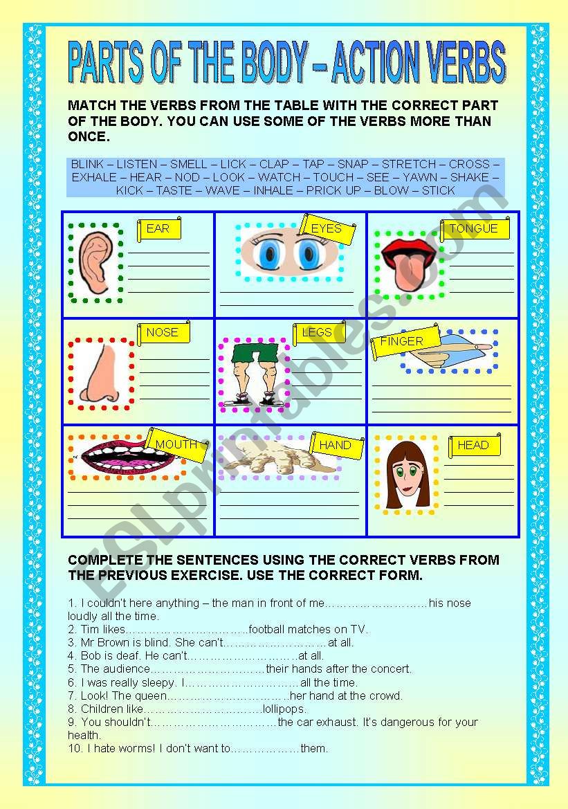 verbs-connected-with-parts-of-the-body-esl-worksheet-by-ania-z