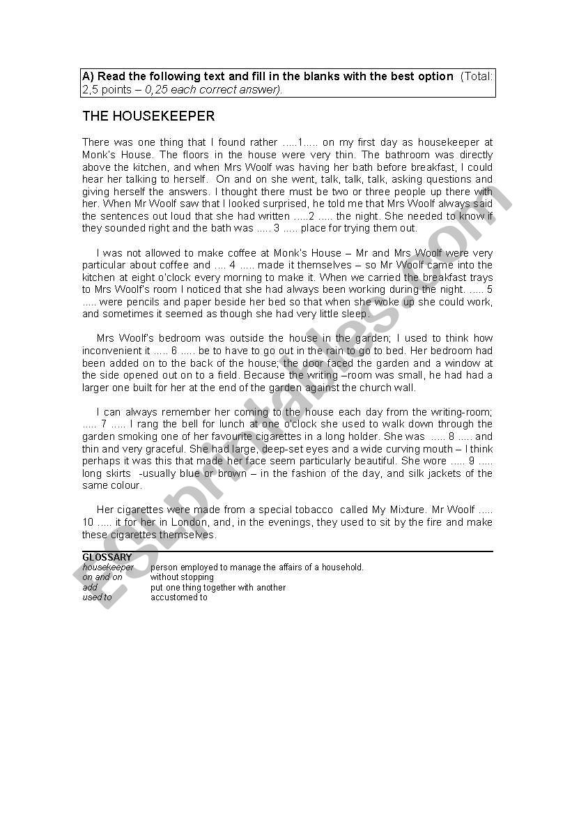 Reading Comprehension worksheet