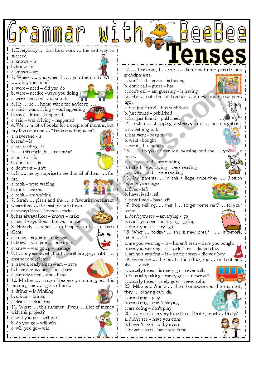 GRAMMAR WITH BeeBee - TENSES worksheet