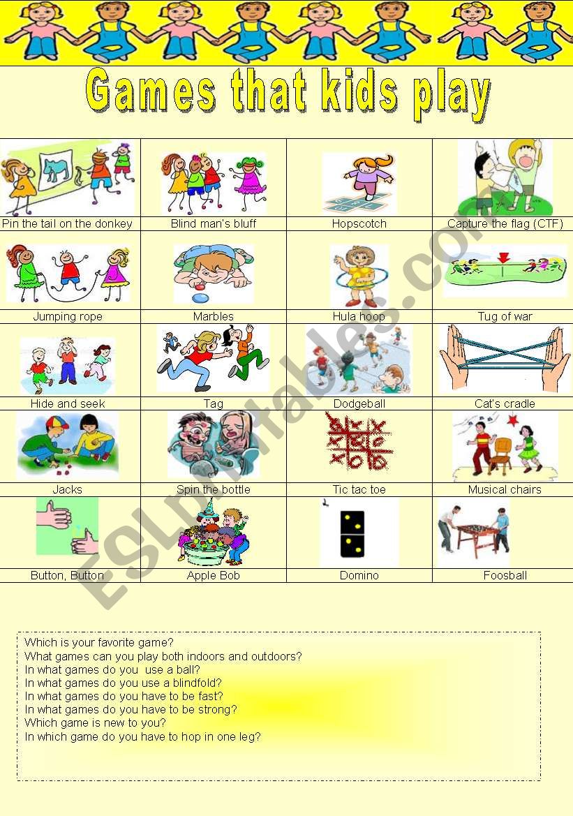 GAMES THAT CHILDREN PLAY worksheet