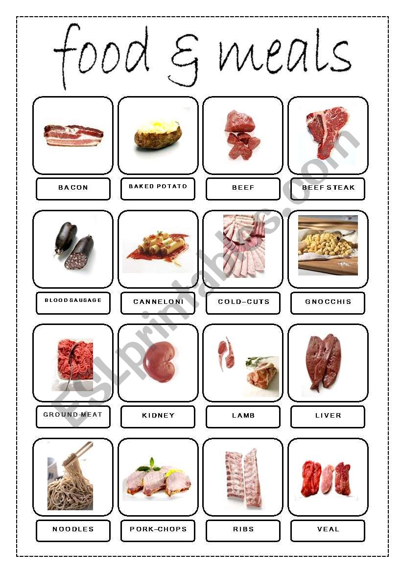 Food & Meals Pictionary worksheet
