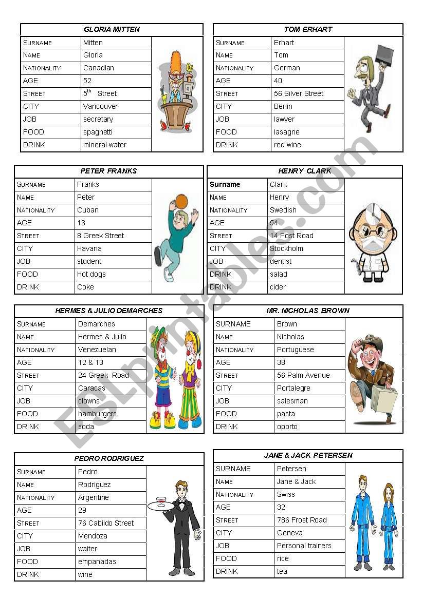 VERB TO BE: PERSONAL INFORMATION (SPEAKING CARDS) 3