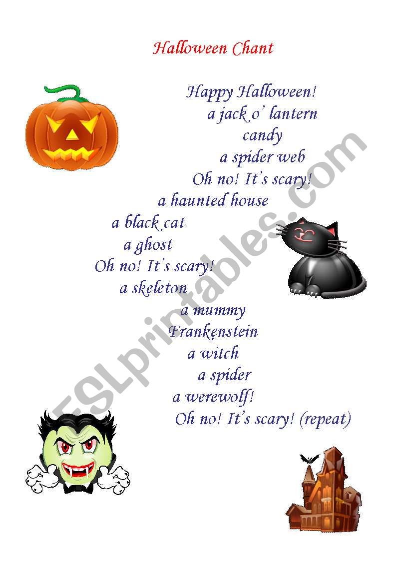 Halloween chant worksheet