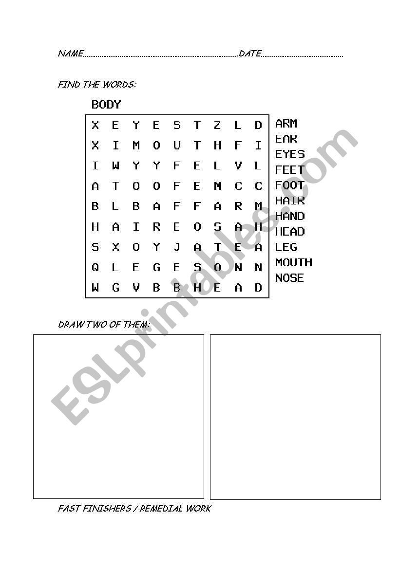 Find words and draw worksheet