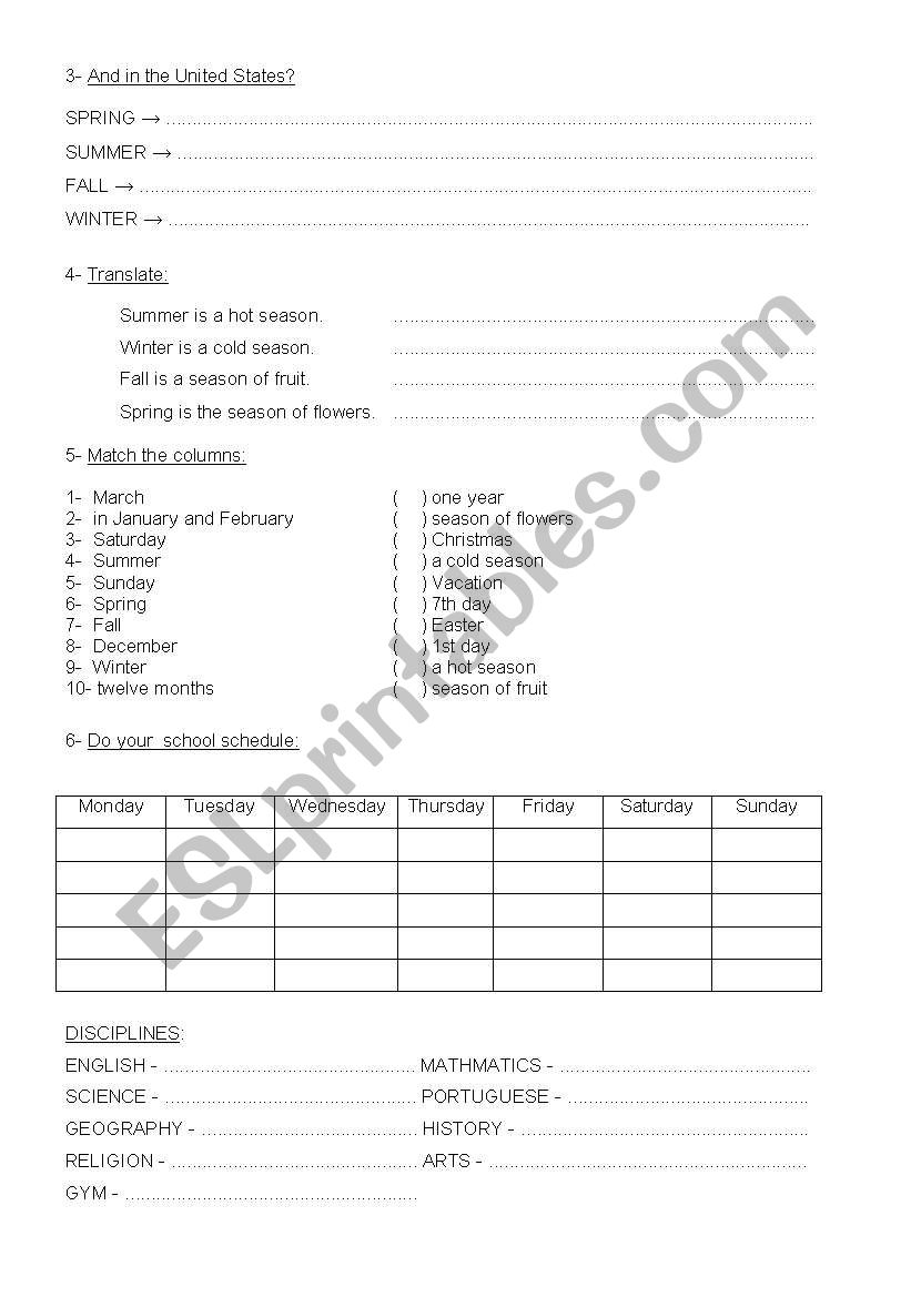 seasons of the year 2 worksheet