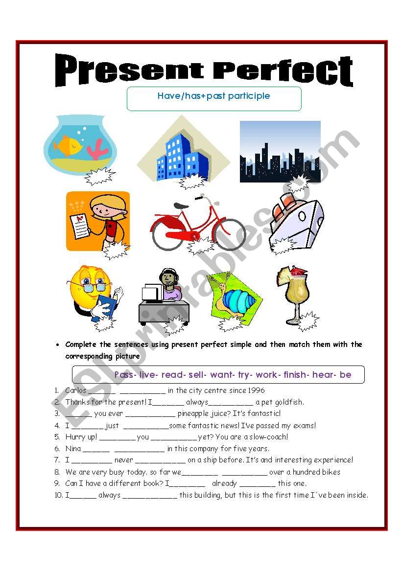 Present perfect simple worksheet