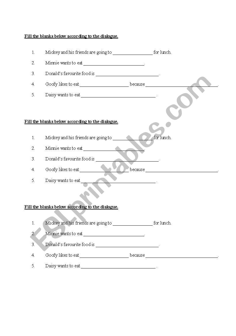 Food worksheet