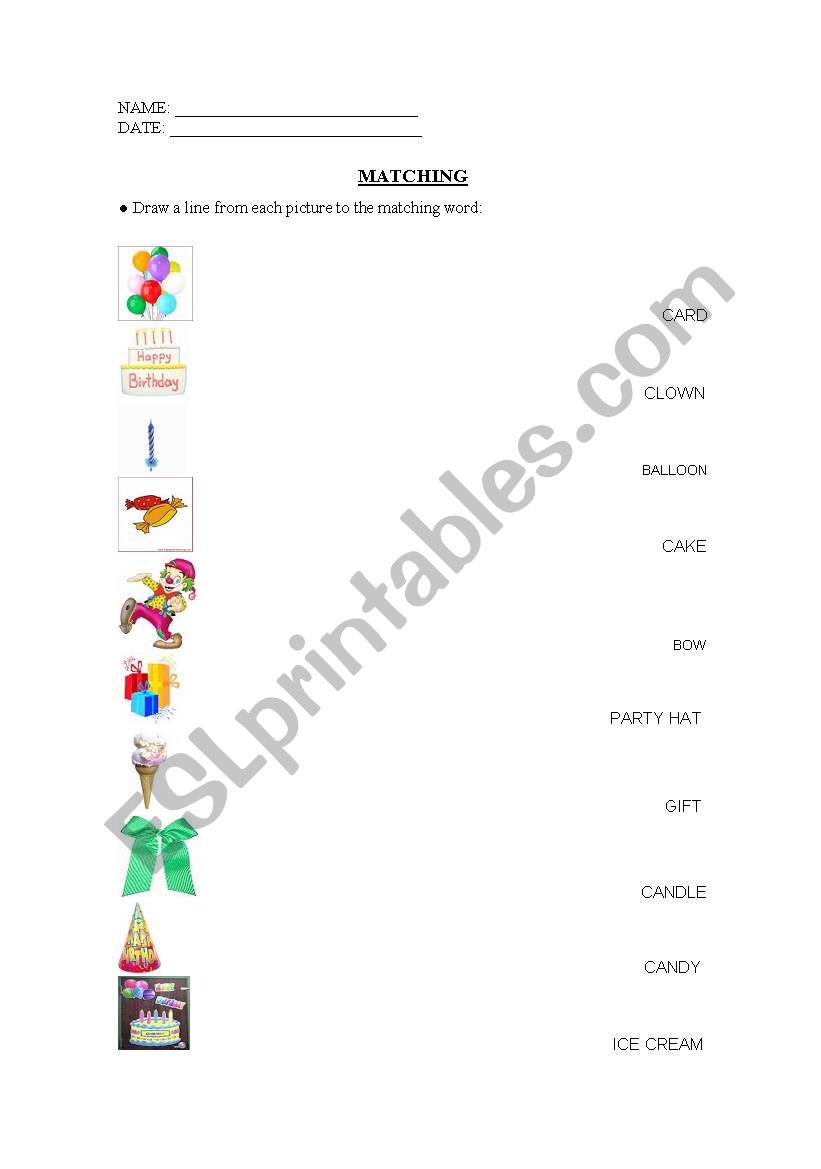 birthday pairs worksheet