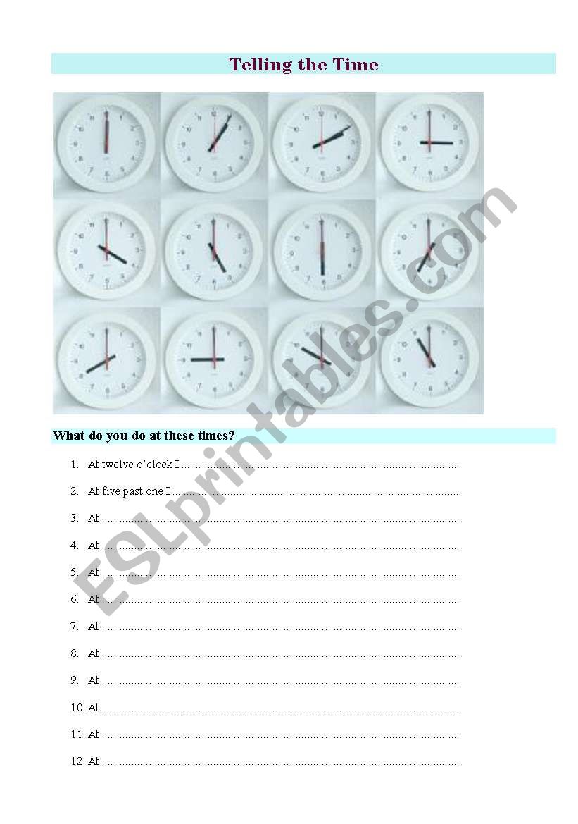 Telling the time worksheet