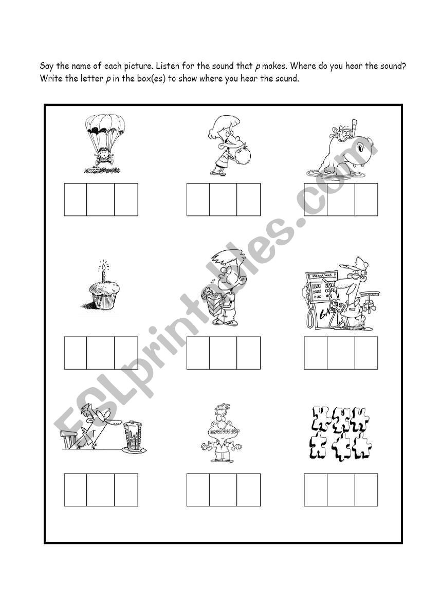 Recognize the P sound worksheet