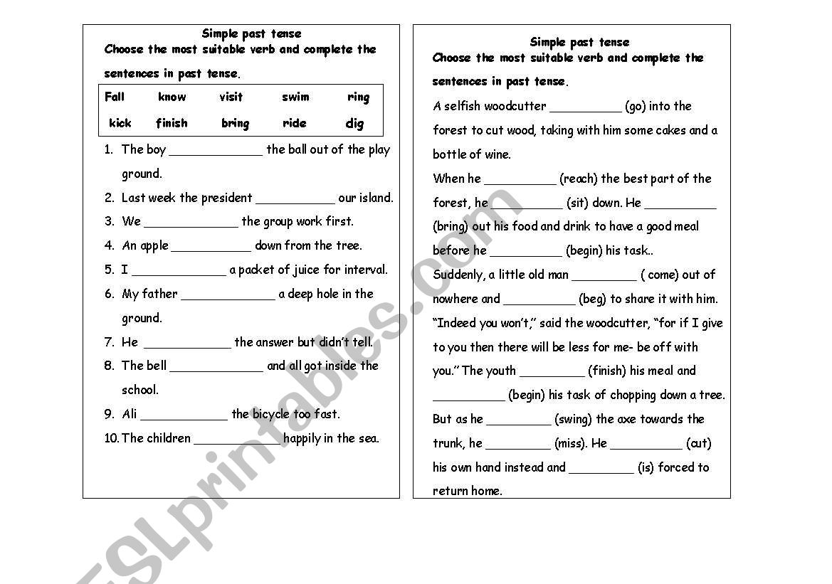 simple past worksheet