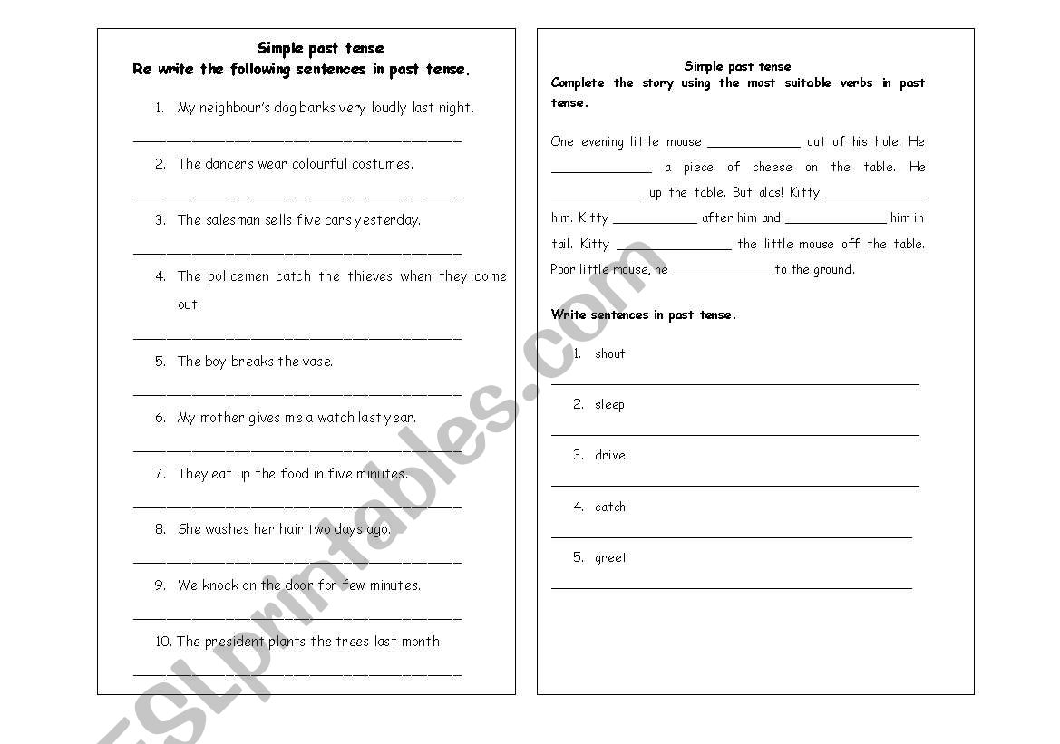 simple past worksheet