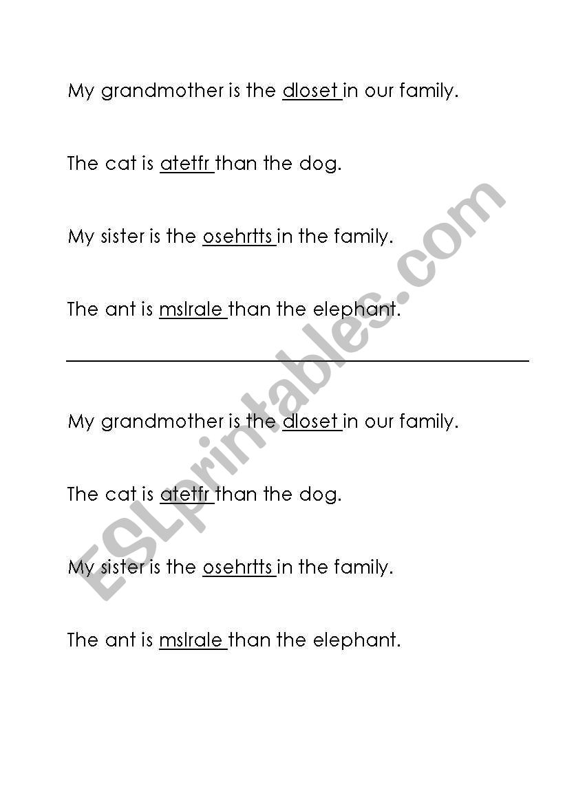 Sentences on degrees of comparison