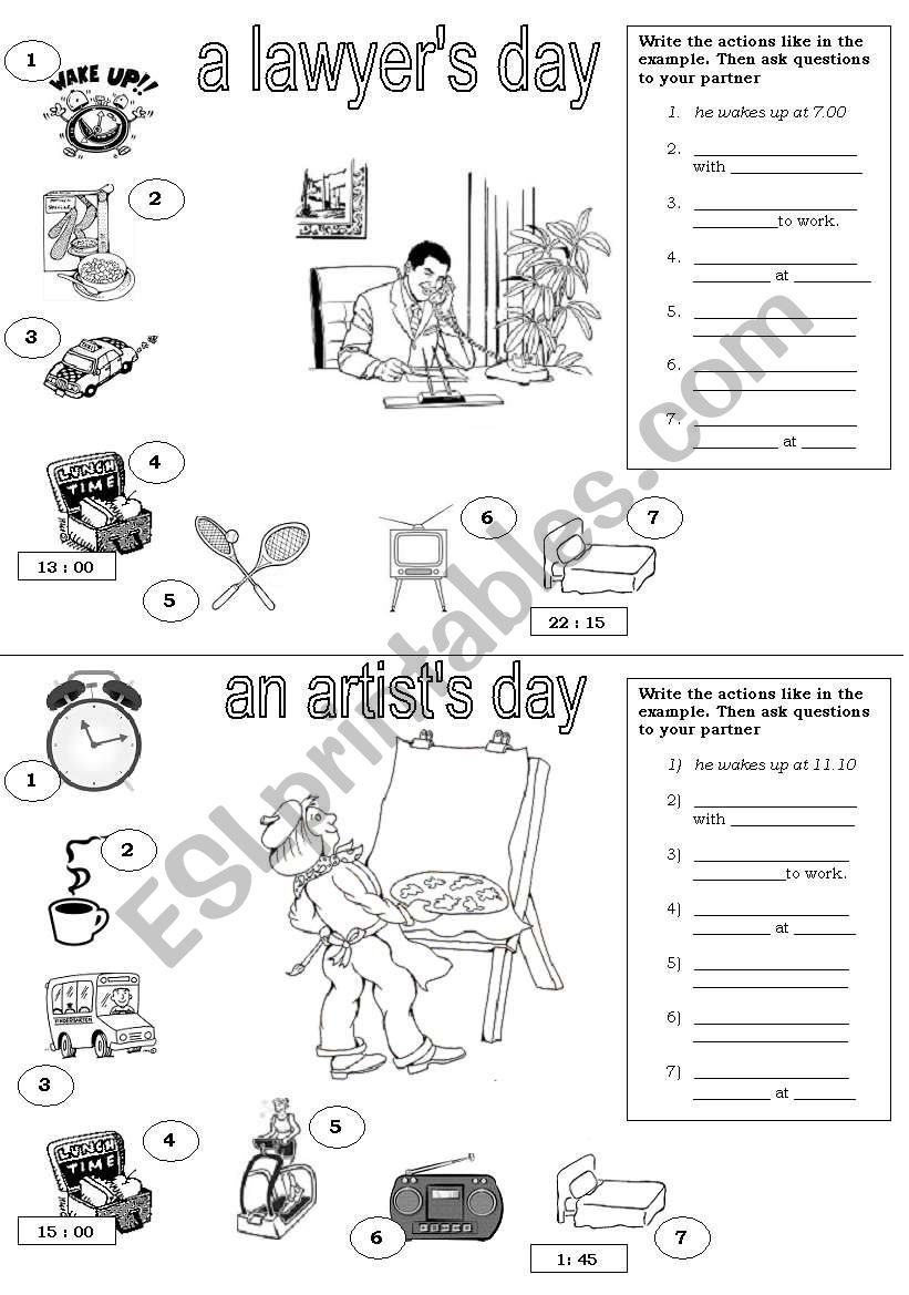 daily routine - speaking activity