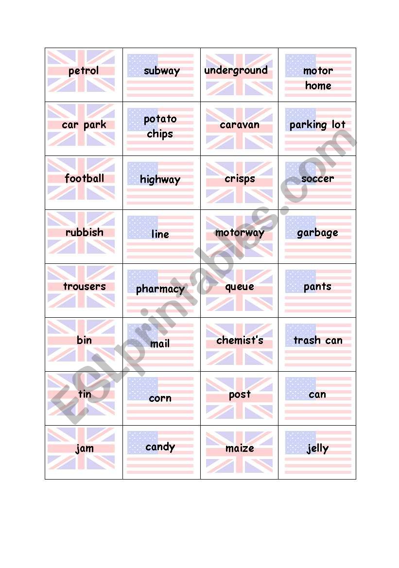 domino game British-American English