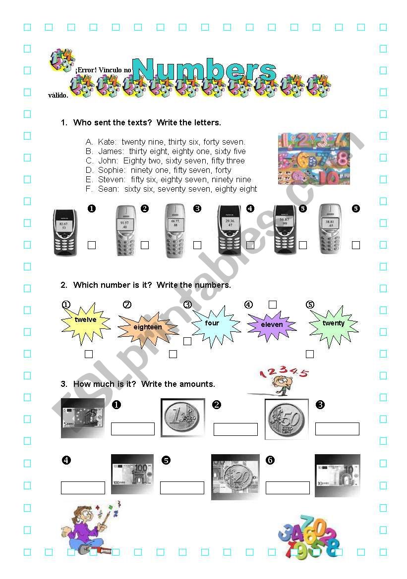 Numbers worksheet