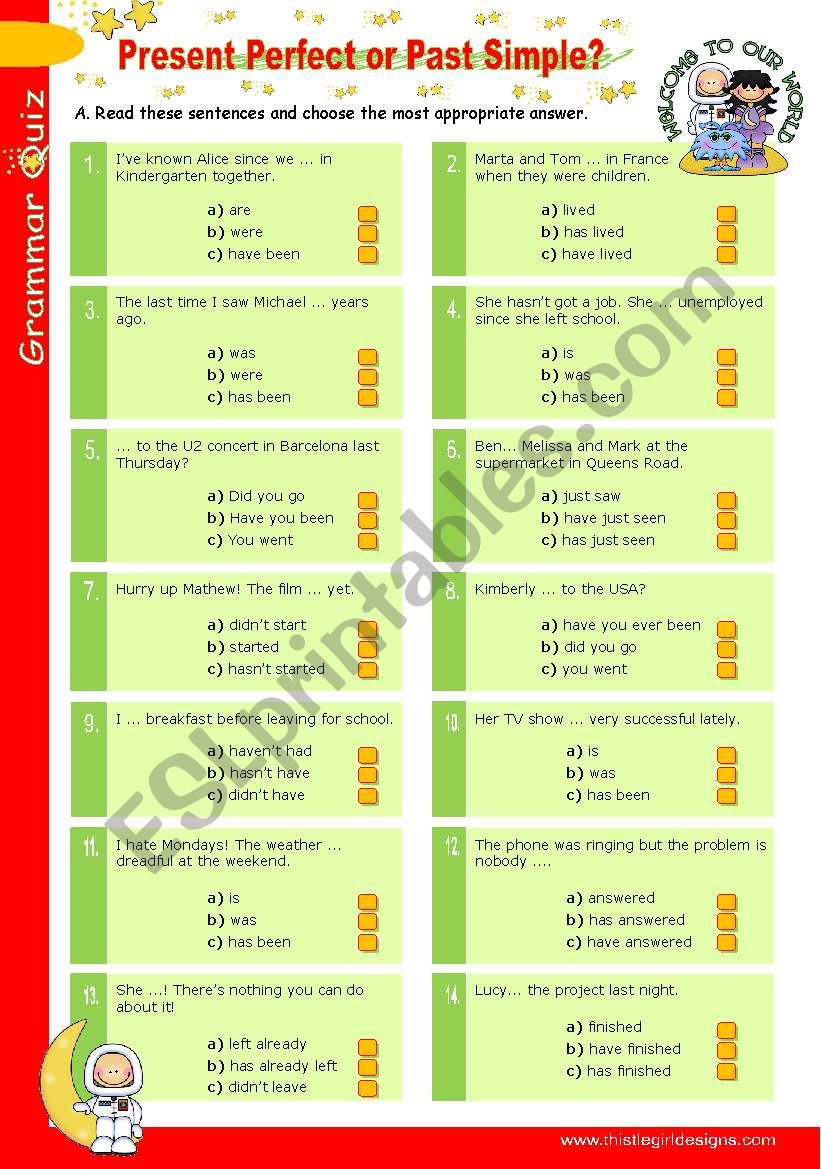 Grammar Quiz Series  (1)  - Present Perfect or Past Simple? 