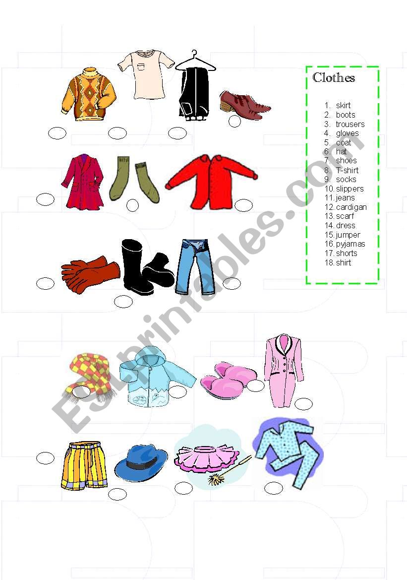 clothes worksheet