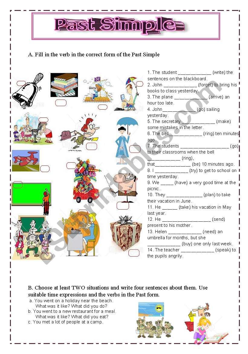 Past Simple (3 pages) worksheet