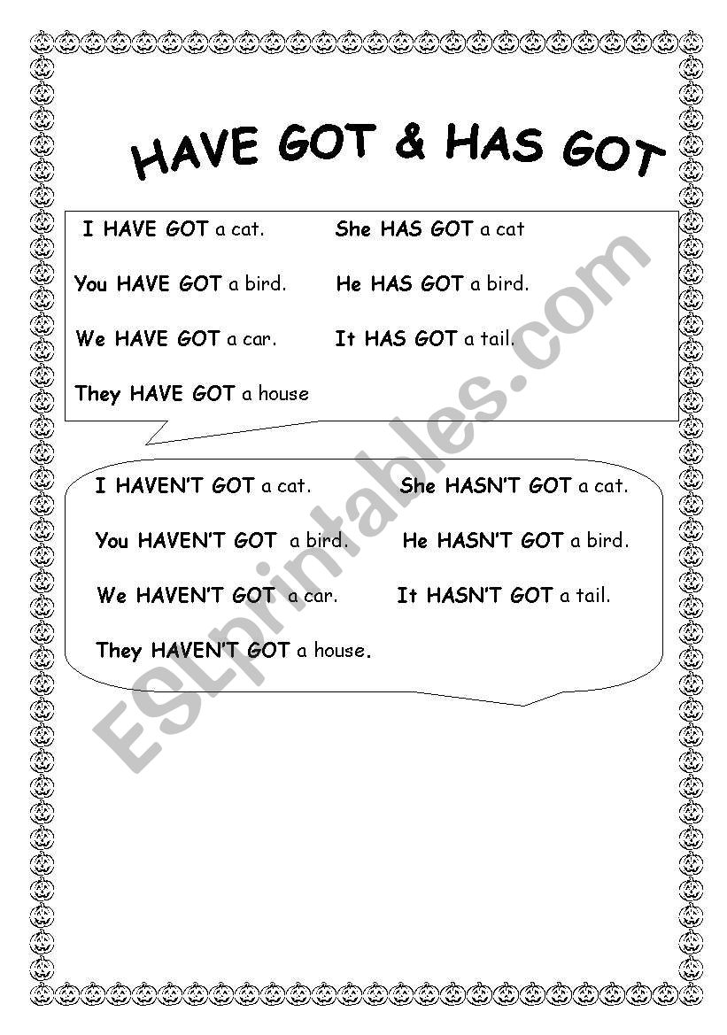 have got / has Got worksheet