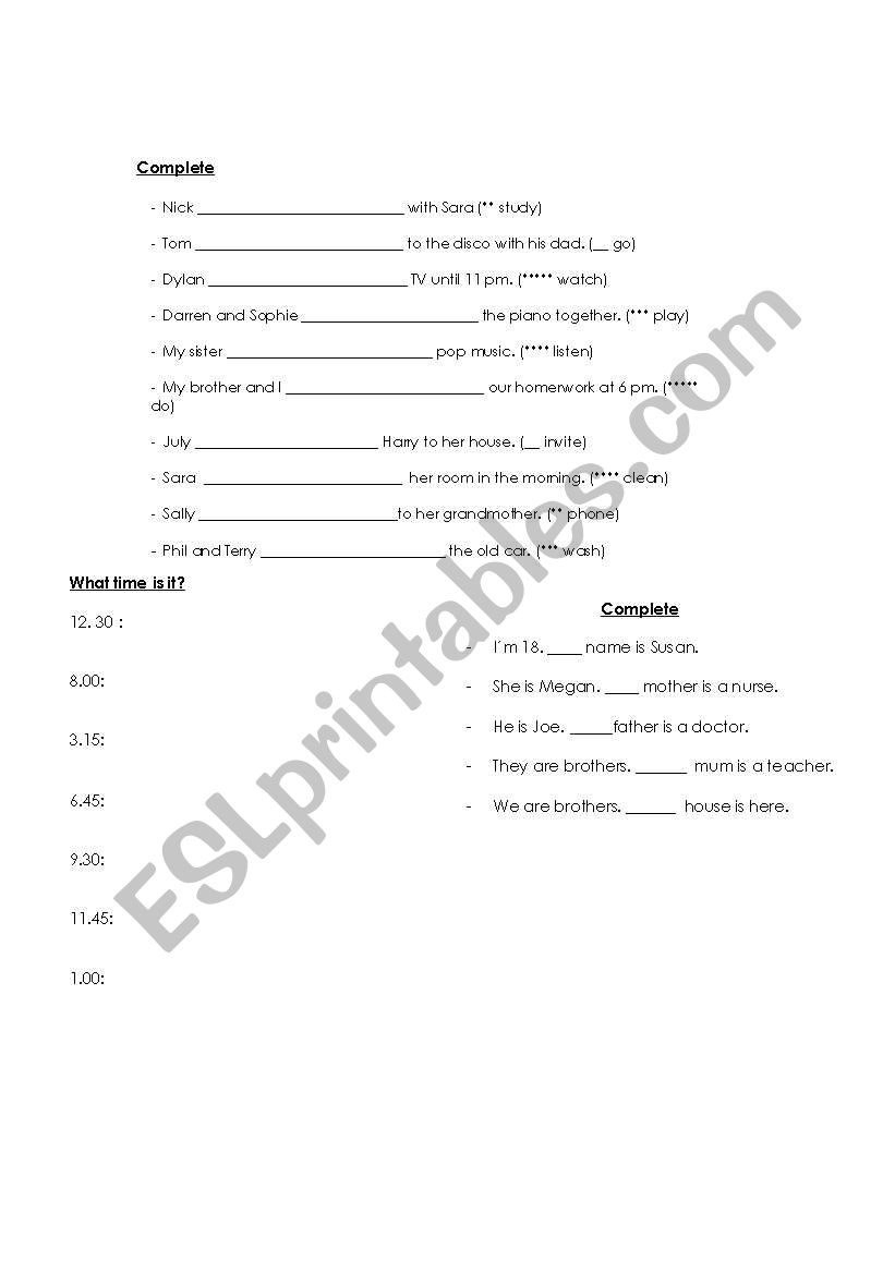 Mix worksheet