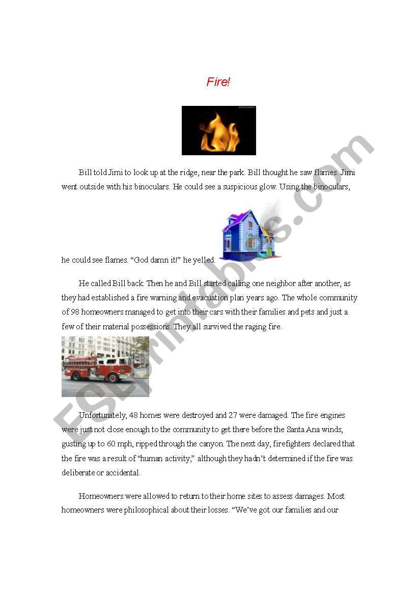 Fire worksheet