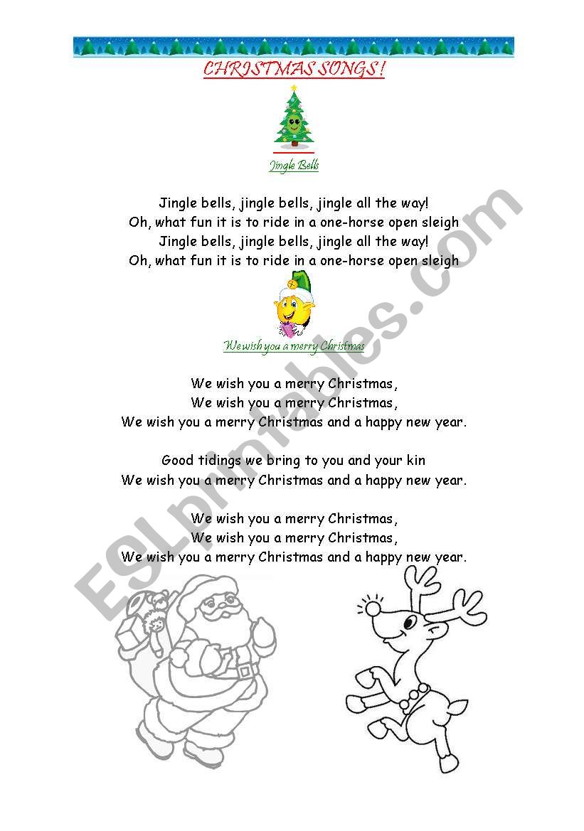 Christmas songs worksheet