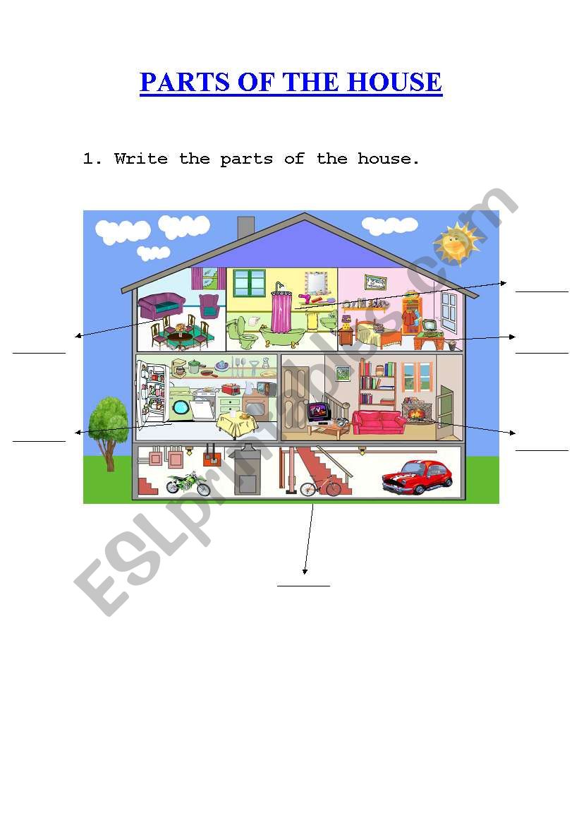 Parts of the house worksheet