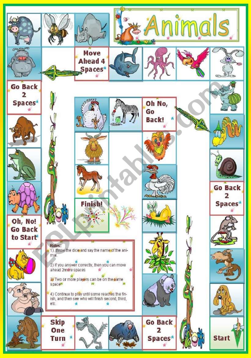 Animals - game worksheet