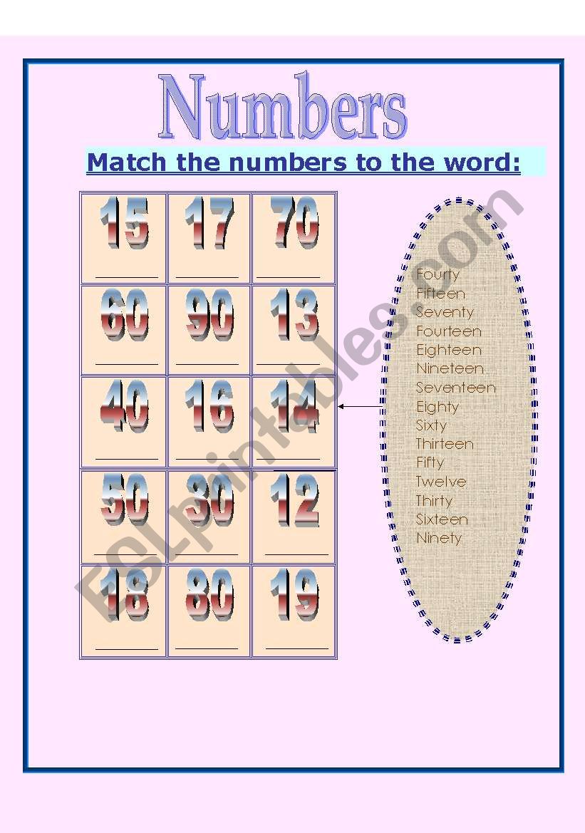 Numbers worksheet