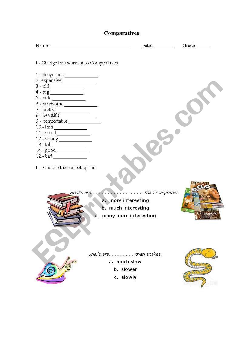 comparatives worksheet