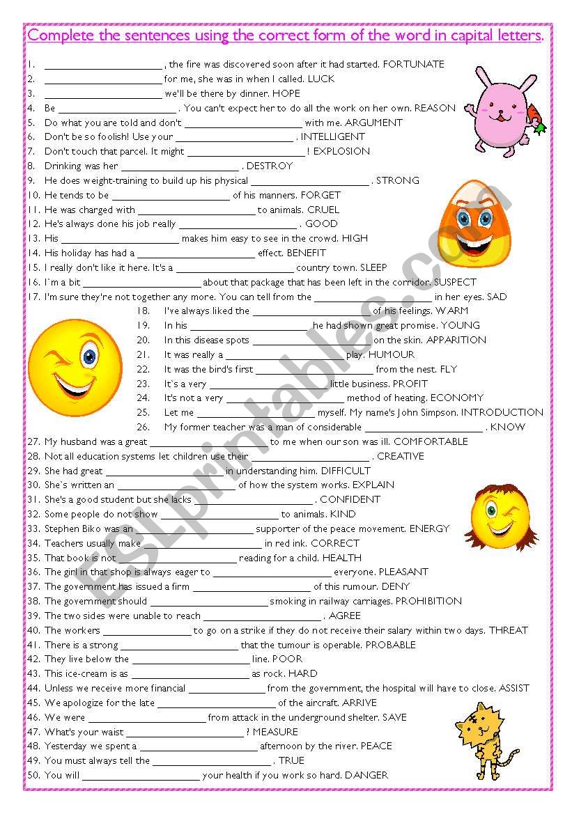 Word formation exercise (1) worksheet