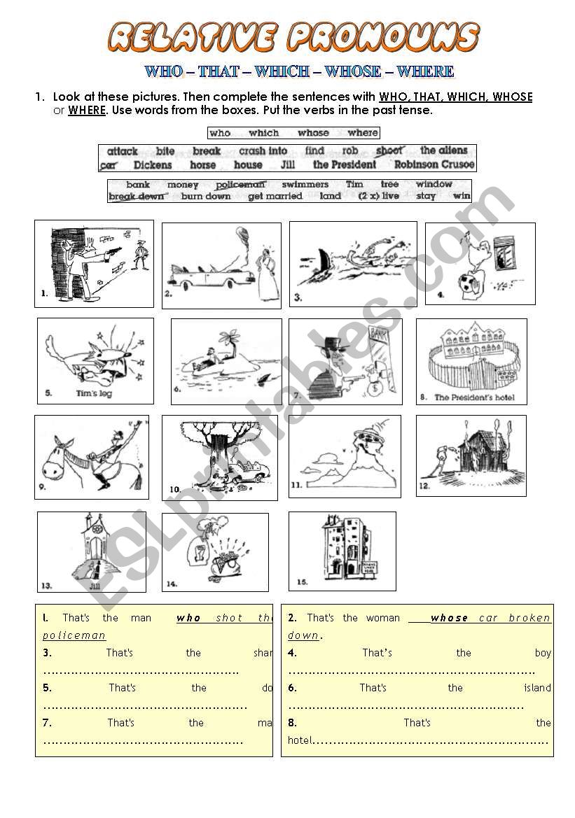 Relative Pronouns Practice worksheet