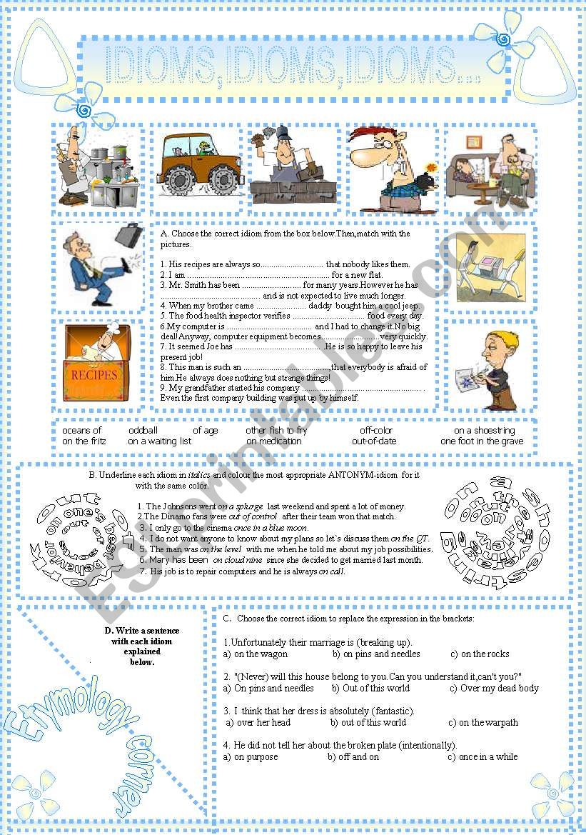 IDIOMS,IDIOMS,IDIOMS...(15) worksheet