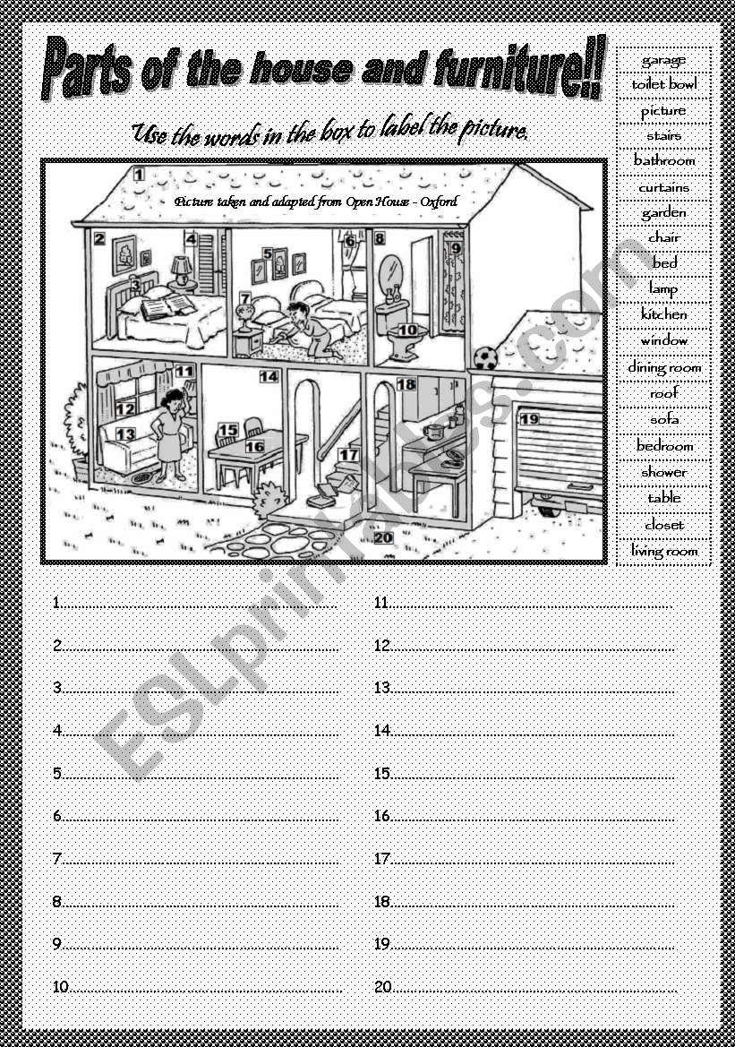 PARTS OF THE HOUSE AND PIECES OF FURNITURE!! Part I