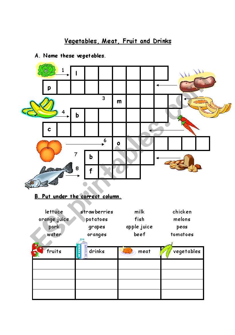 food worksheet