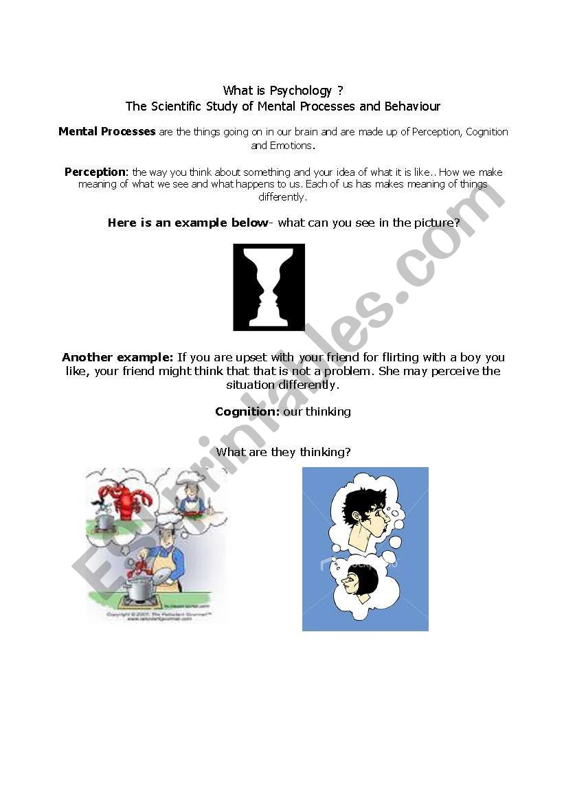 What is psychology? worksheet