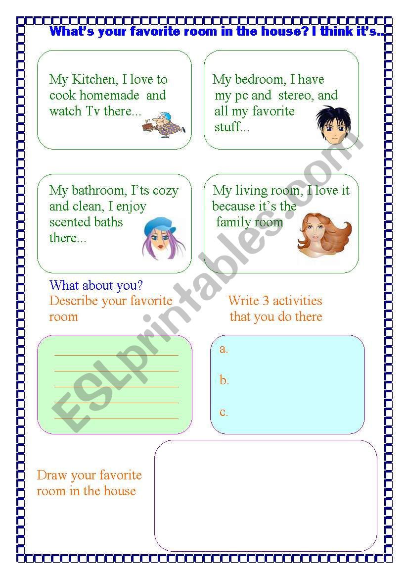 What S Your Favorite Room In The House Esl Worksheet By Ilona