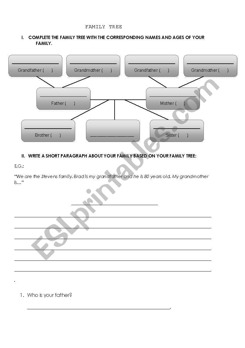 Family Tree worksheet