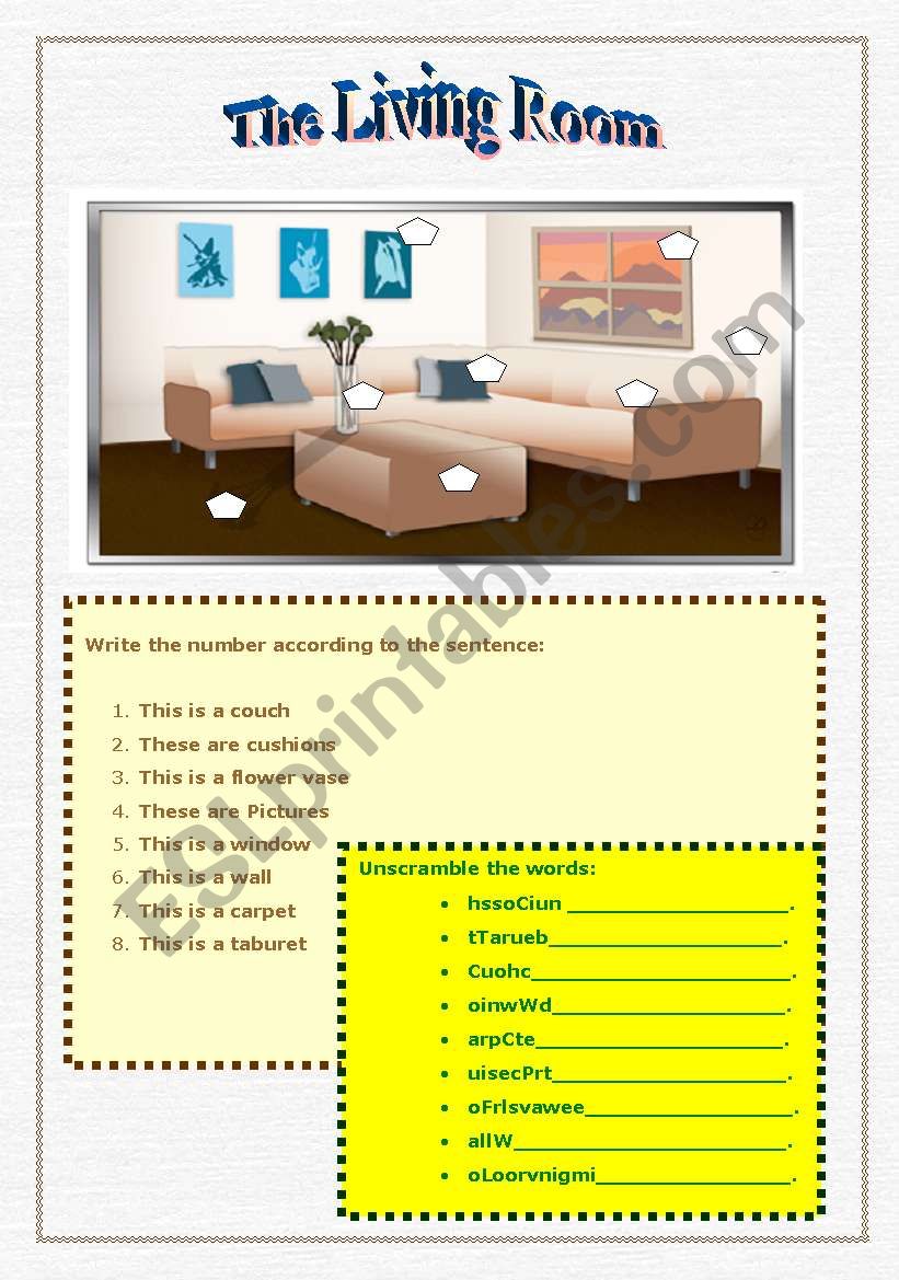 The Living room worksheet