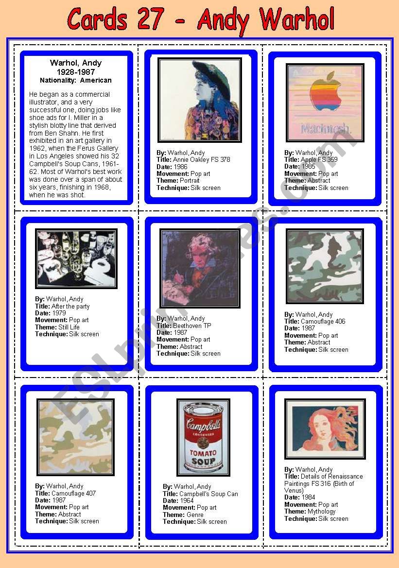 Cards 27 - Warhol, Andy  - (POP ART)
