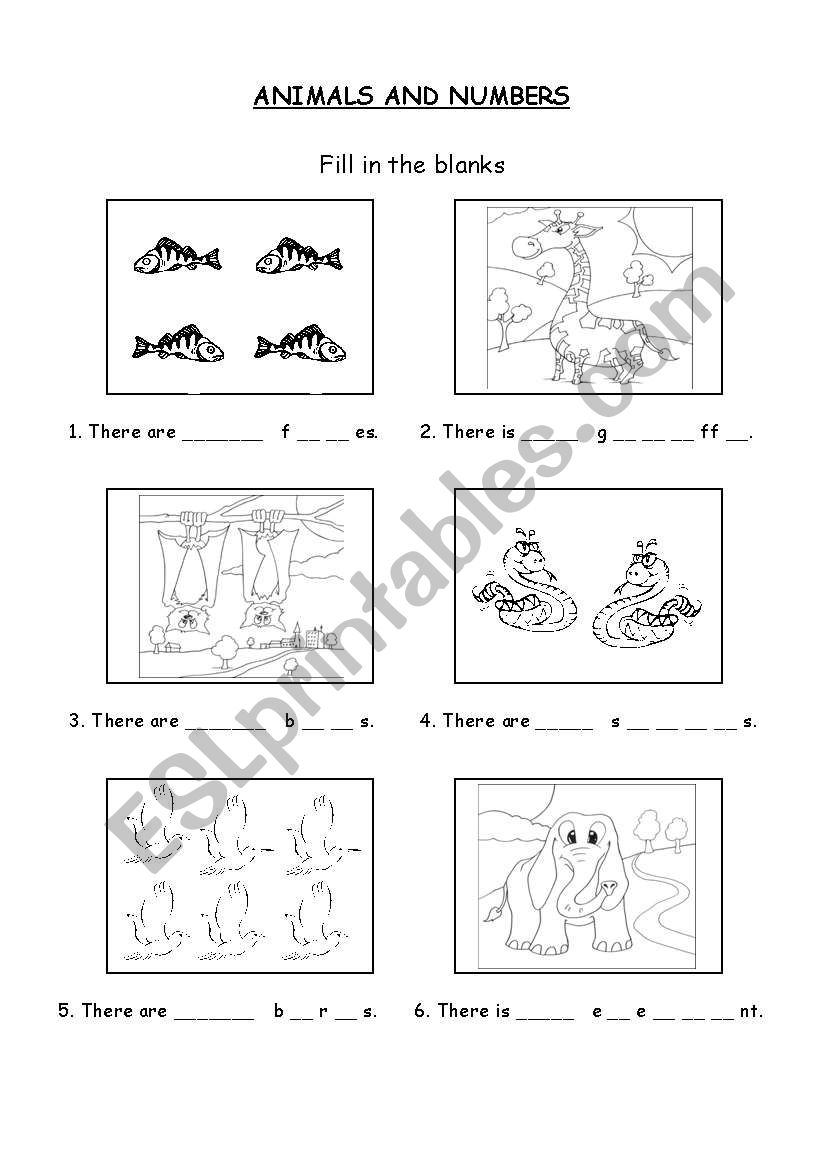 Animals and Numbers worksheet