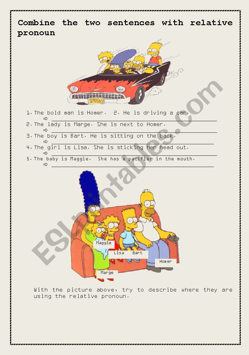 relative pronoun and position worksheet