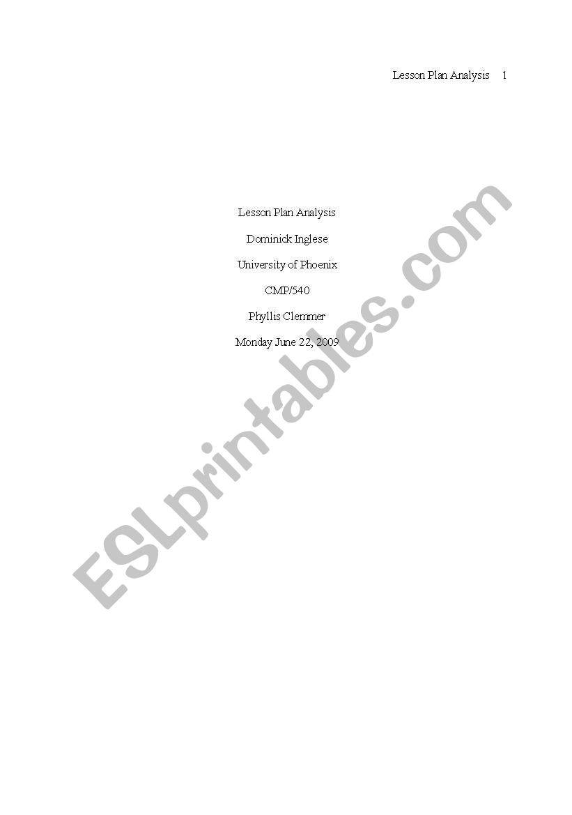 NTeQ lesson plan analysis worksheet