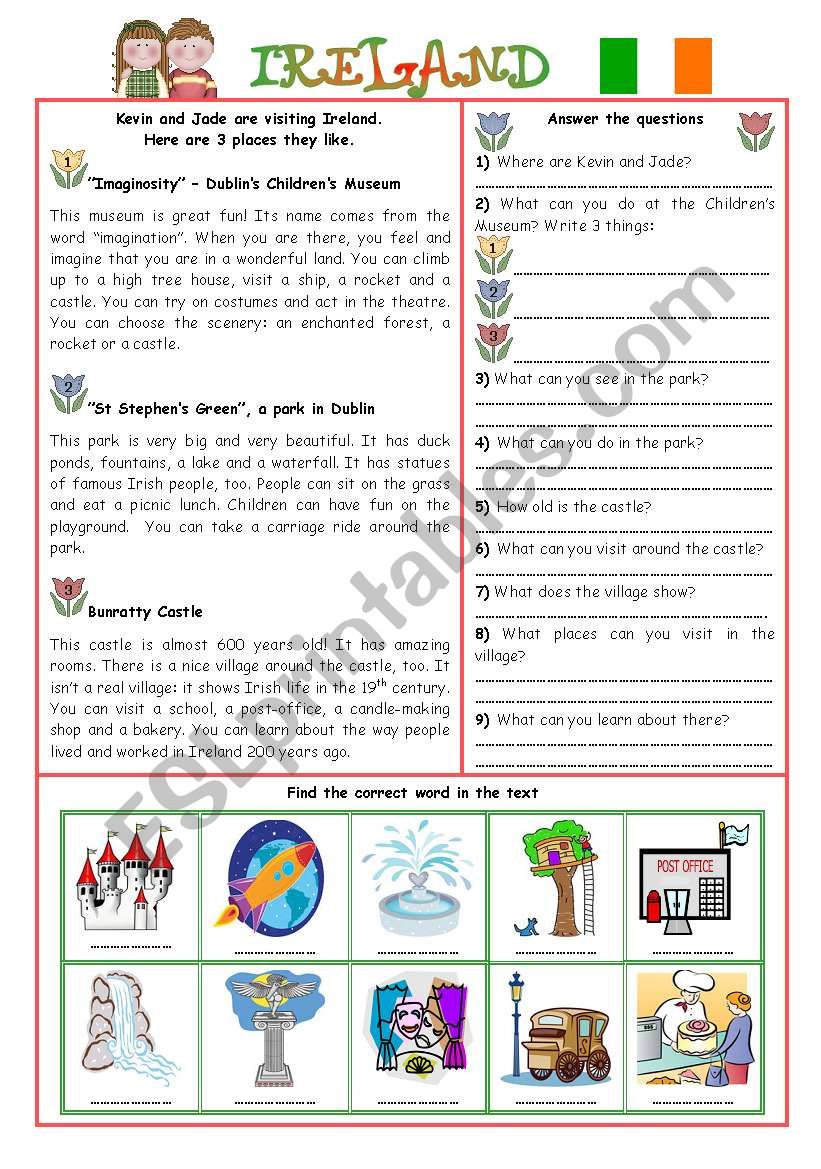 ENGLISH-SPEAKING COUNTRY(13) IRELAND(EXERCISES) 2pages